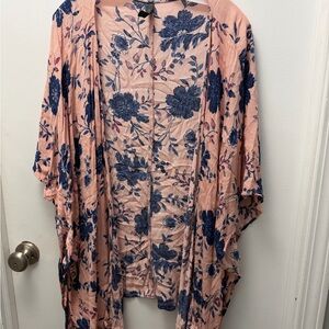 Lane Bryant Pink and Blue Floral Kimono